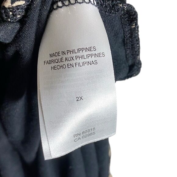 Lucky Brand Top Womens 2X Black Tunic Keyhole 3/4 Sleeve Peasant Stretch Boho - Picture 14 of 16